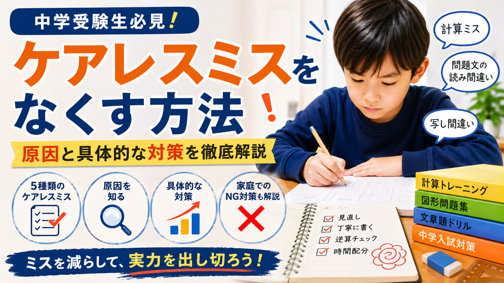 中学受験の算数でケアレスミスを減らす方法